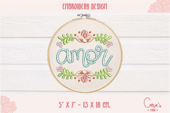 Amor: A Romantic Embroidery Design for Valentine's Day