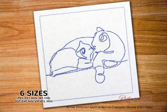 Mom Cat Loves Her Baby Kitten Redwork Review